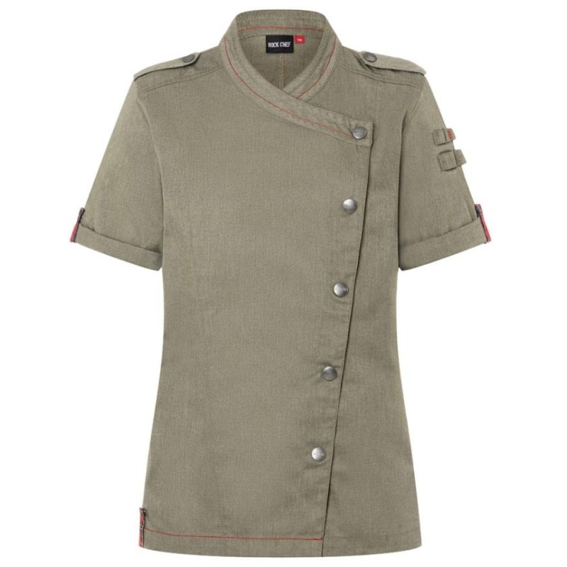 RCJF 14 SHORT-SLEEVED LADIES CHEF JACKET DENIM-STYLE